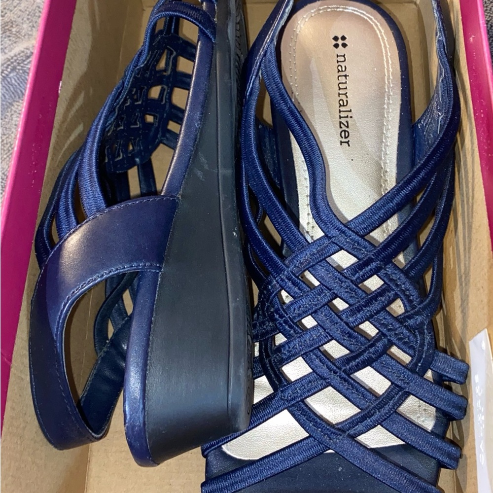 Naturalizer Navy Braided Slingback Sandals
